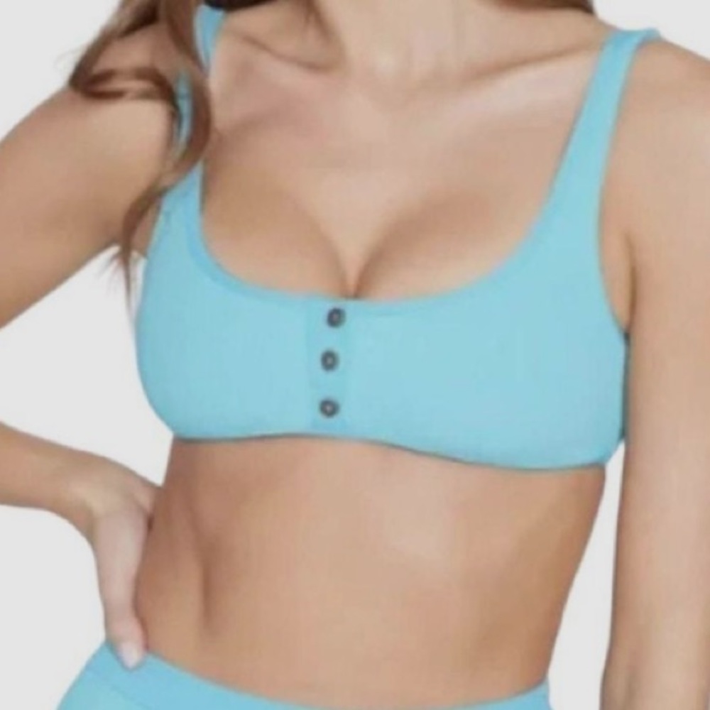 L*SPACE ROBBIE TOP Bralette Style Ribbed Bikini Top Women's Size L